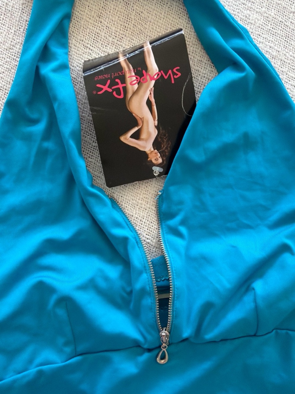 Shape FX Teal Halter Top with Front Zip - Picture 4 of 5